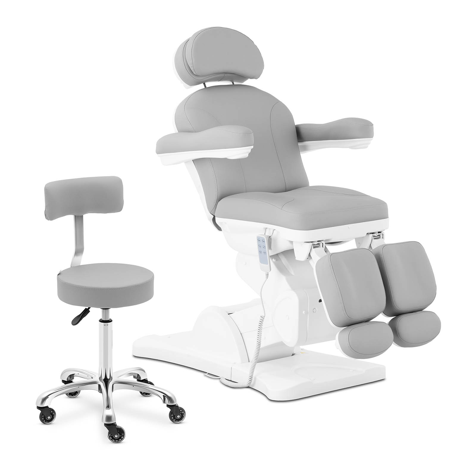 Stolička a stolička na ošetrovanie nôh s operadlom - svetlo šedá