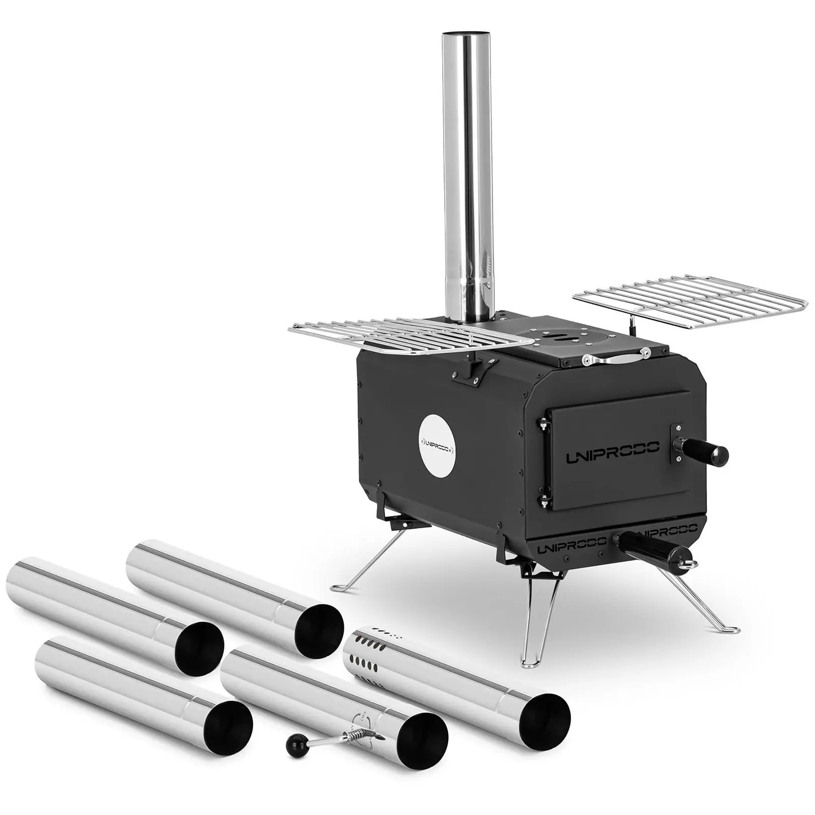 Kempingový varič - čierny - závesný - 382 x 250 x 231 mm - uhlíková oceľ