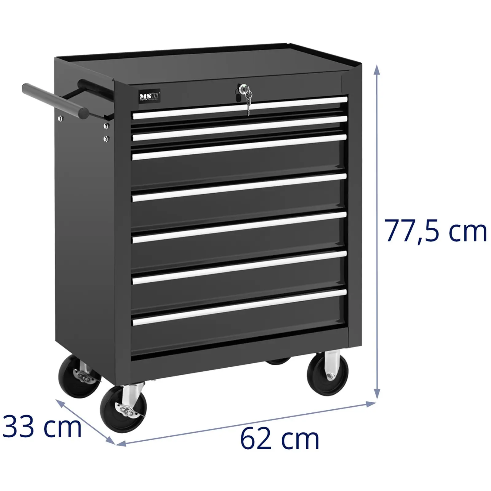 Dielenský vozík na náradie - 7 zásuviek - do 60 kg - uzamykateľný