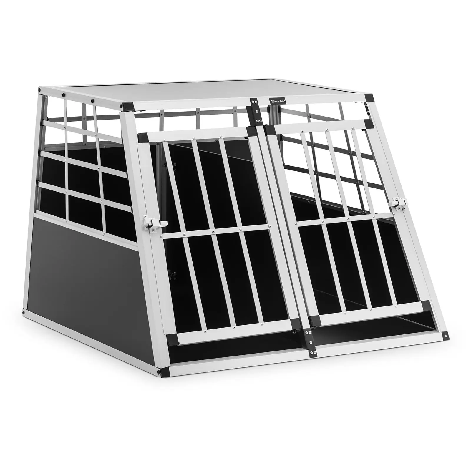 Prepravný box pre psa - hliník - lichobežníkový tvar - 95 x 85 x 70 cm - s prepážkou