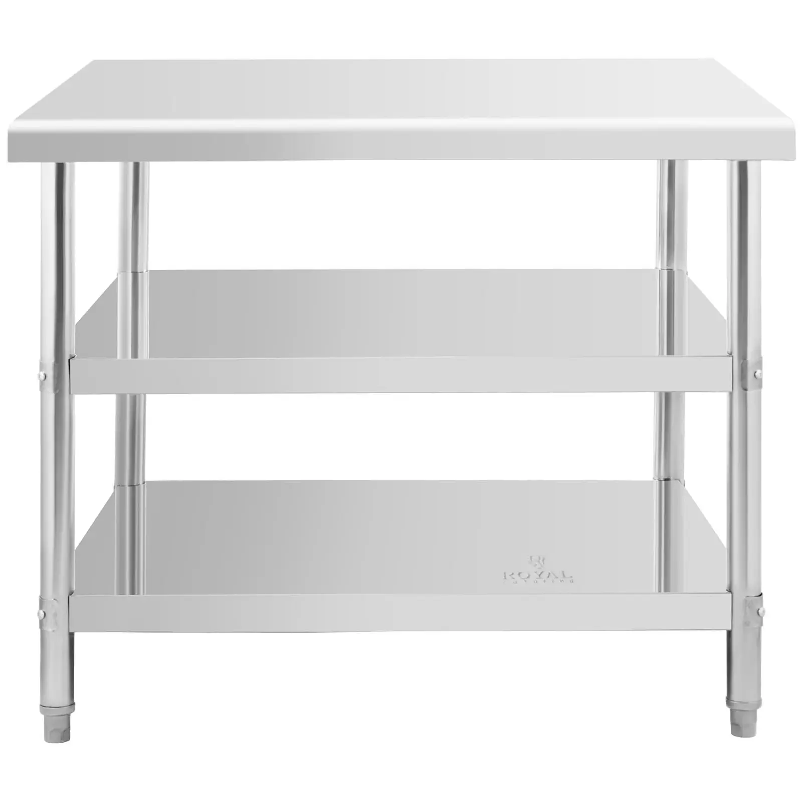 Pracovný stôl z nehrdzavejúcej ocele - 100 x 90 x 5 cm - 195 kg - 2 police 