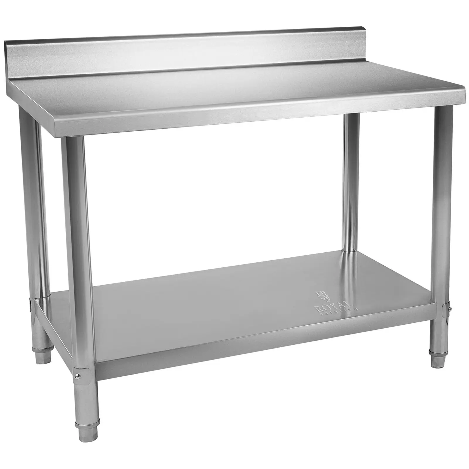 Pracovný stôl z ušľachtilej ocele - 120 x 70 cm - s lemom - 115 kg nosnosť