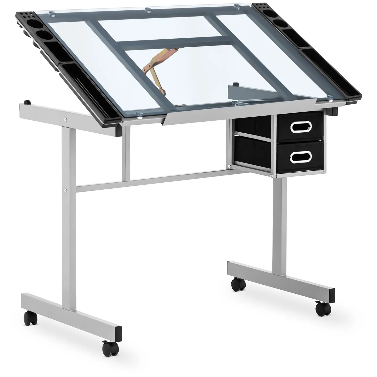 Kresliaci stôl - 104 x 60 cm - nastavenie sklonu a výšky - sklenená doska