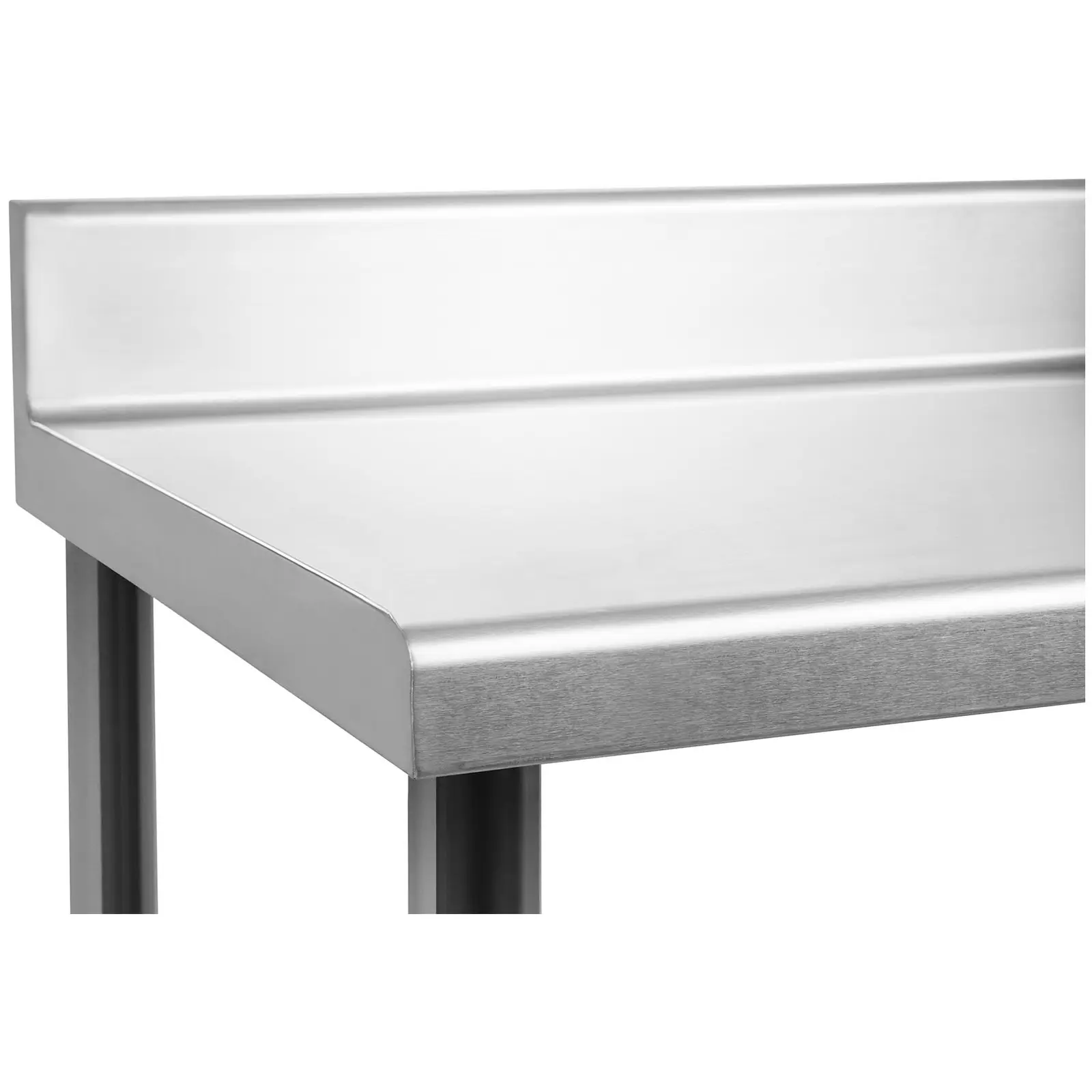 Pracovný stôl z ušľachtilej ocele - 150 x 60 cm - s lemom - 159 kg nosnosť