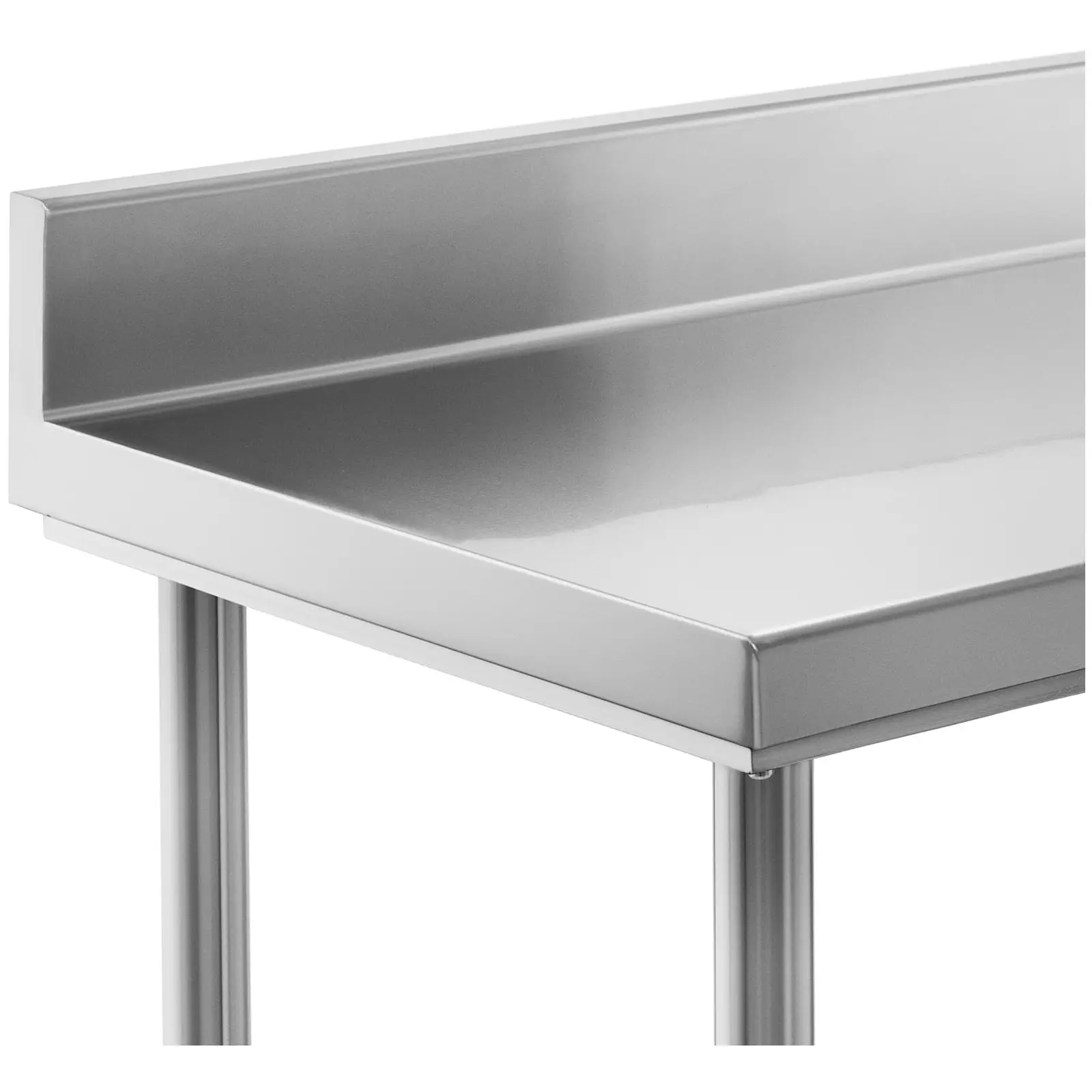 Pracovný stôl z nehrdzavejúcej ocele - 150 x 60 cm - lem - nosnosť 220 kg