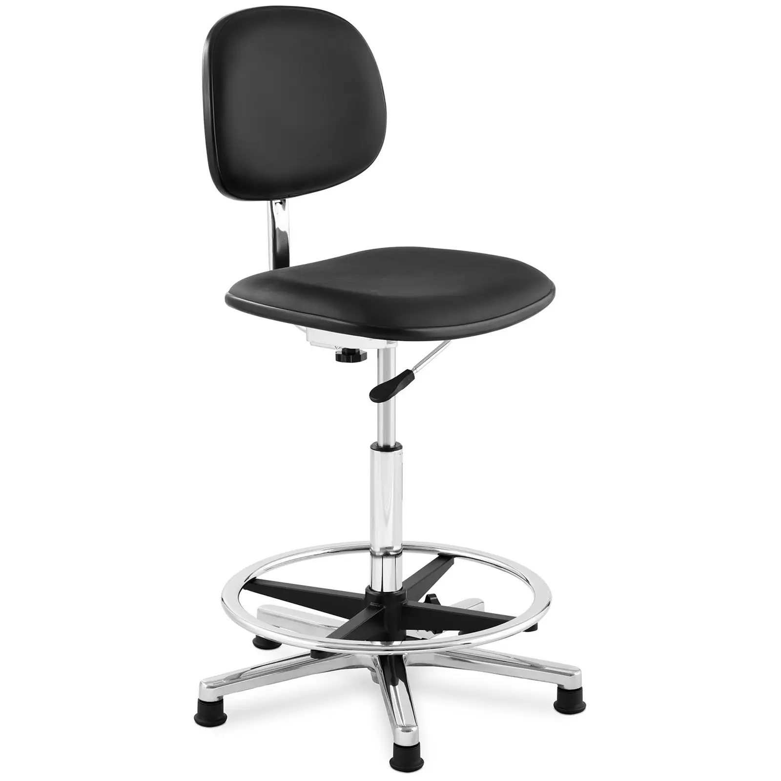Pracovná stolička - kozmetická - 120 kg - čierna - krúžok na nohy - výškovo nastaviteľná od 530 do 800 mm