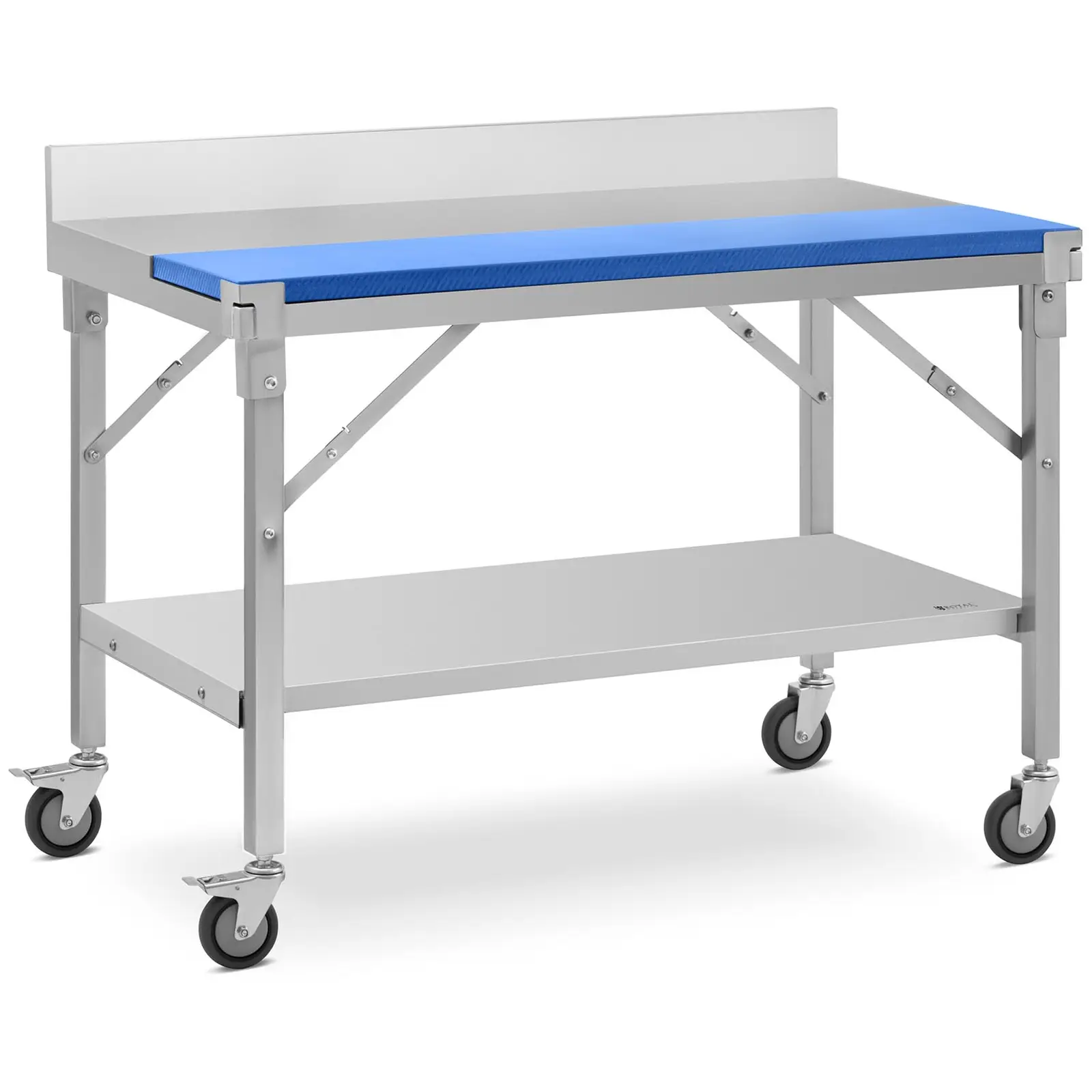 Pracovný stôl z nehrdzavejúcej ocele - 120 x 70 cm - lem - nosnosť 200 kg