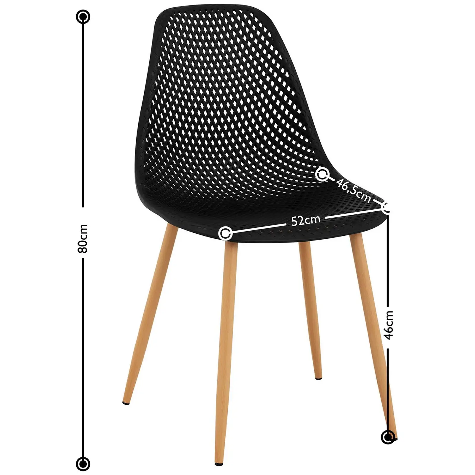Stolička - 4dielna súprava - až 150 kg - sedák 52 x 46,5 cm - čierna