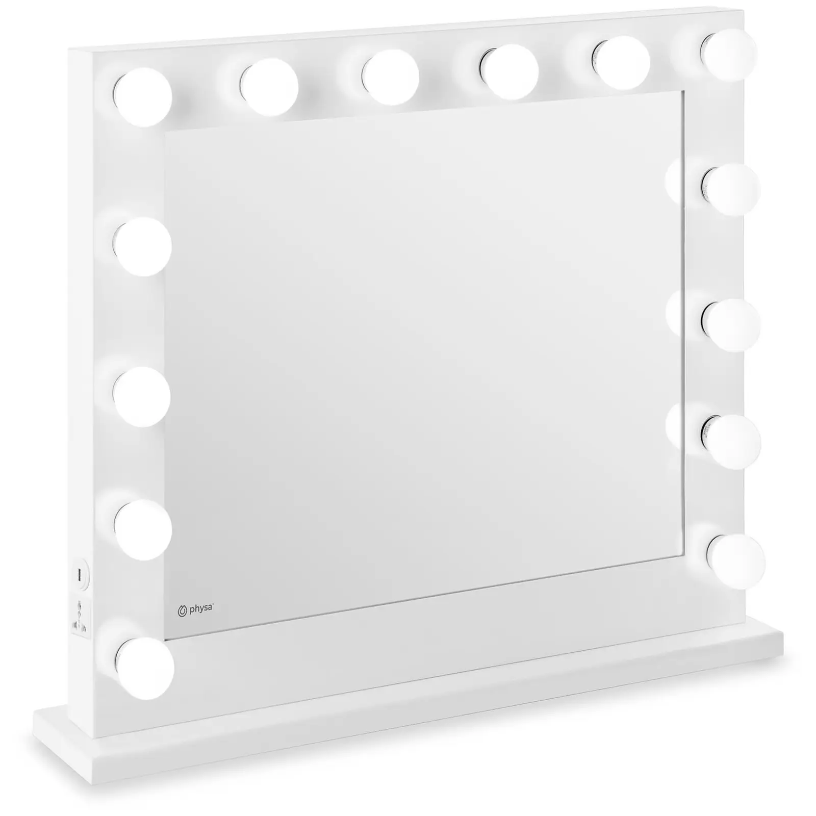 Hollywoodske zrkadlo - biele - 14 LED - hranaté