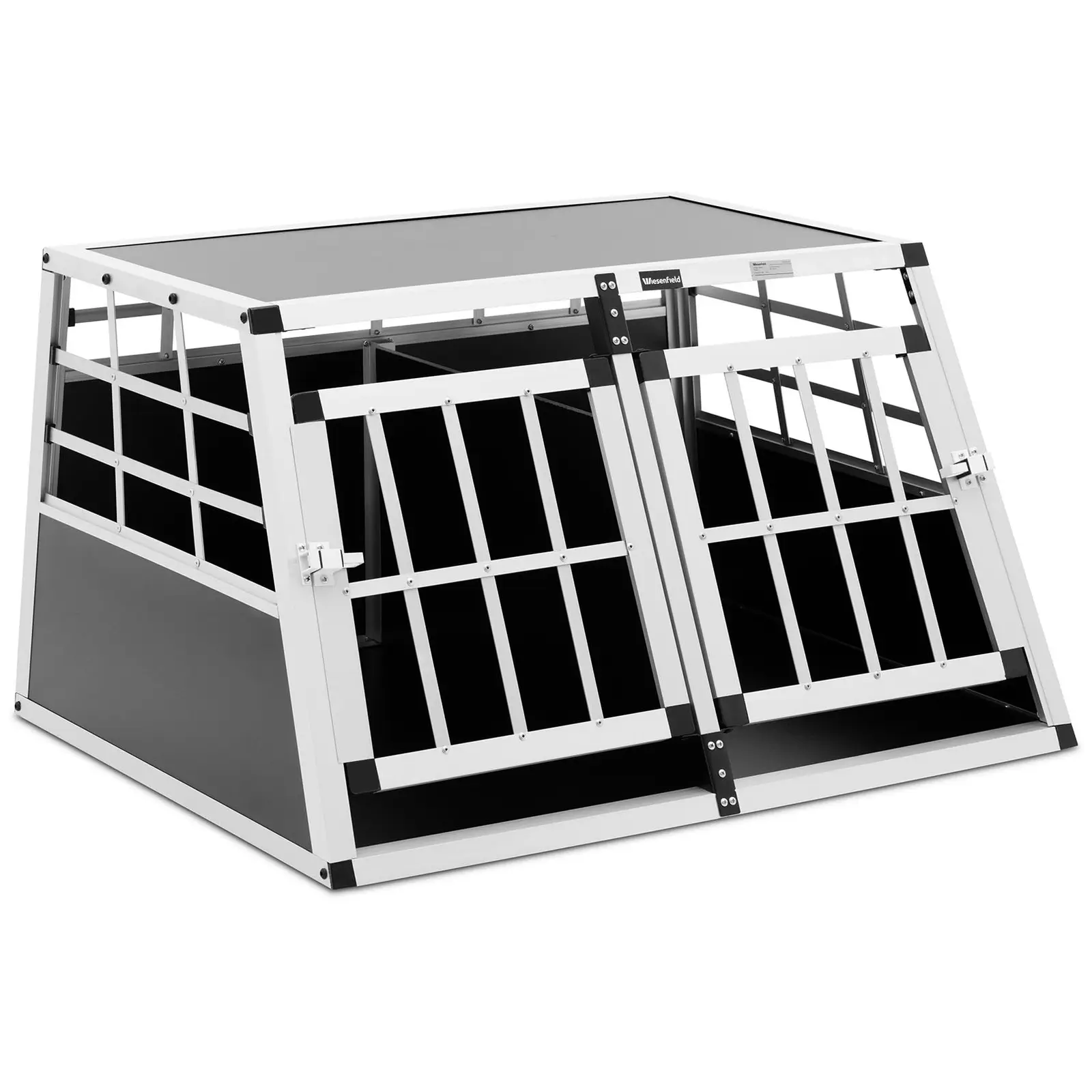 Prepravný box pre psa - hliník - lichobežníkový tvar - 70 x 90 x 50 cm - s prepážkou